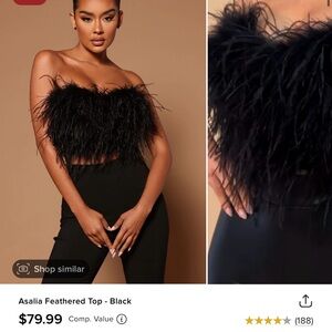 Black Feathered Corset Top